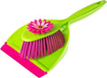 Vigar Flower Power Dust Pan and Brush Handy Set, 12-3/4-Inches, Green, Pink