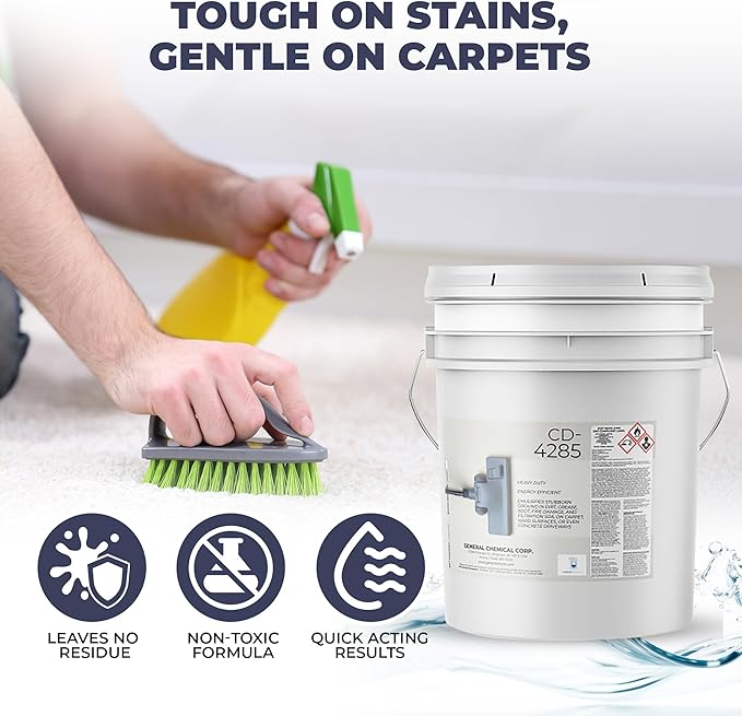 Heavy Duty Carpet Stain Remover CD 4285 - Carpet's Multi-Purpose and Powerful Liquid Solution, Though Cleaning Formula For Homeowners, Pet-owners, Offices and Many More - 5 Gallon Pail
