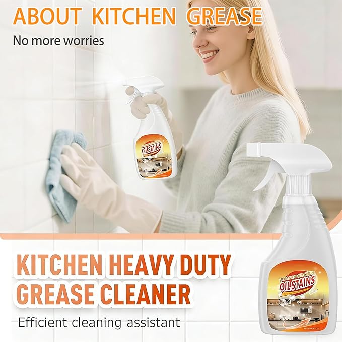 Kitchen Heavy Oil Cleaner, 237 ML, Multipurpose Oil Stain Remover, Kitchen Cleaner, Clean Kitchens Up Kitchen Oil Stains, Cleaning Spray for Home Chefs, for Appliances Countertops Range Hoods