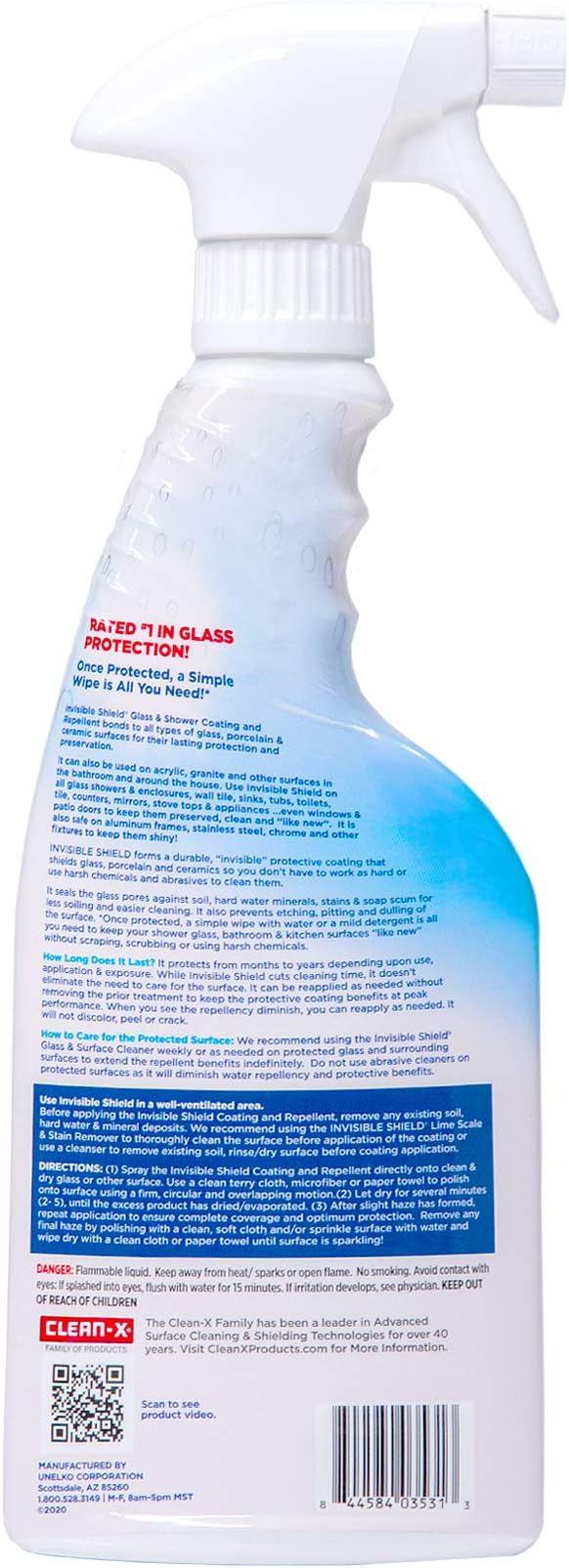 Invisible Shield Protective Glass Shower Coating for Showers, Mirrors, Windows, Tile to Repel Soap Scum and Hard Water Minerals for Easier Cleaning (2 Pack) 16 oz