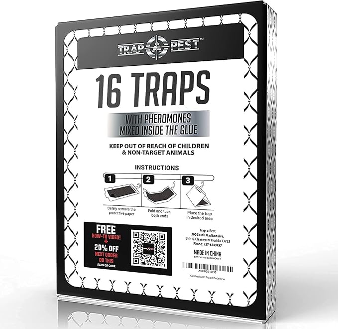 Clothing Moth Traps 16 Pack - Non Toxic Moth Traps for Clothes with Pheromone Attractant - Closet Moth Traps Odorless Sticky Traps for Closet, Carpets - Trap a Pest