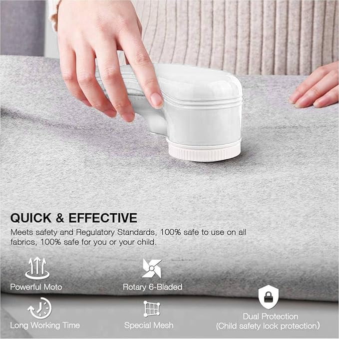 Fabric Shaver, Lint Remover for Clothes, Electric Lint Remover with 3 Replaceable Blades, Removes Fabric Pills, Rechargeable Sweater Defuzzer Pill Remover, Depiller Effectively Remove Pills