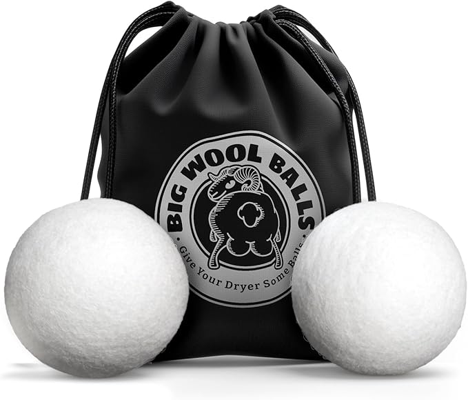 XXL 4in Wool Dryer Balls – Twice The Size of XL | 100% Organic New Zealand Wool | Shorten Drying Time | Reduce Static & Wrinkles Fast (by BigWoolBalls)