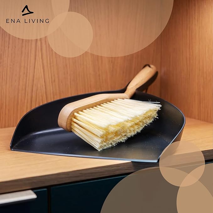 Bamboo Dust Pan & Brush Set, Portable Dustpan & Brush, Perfect For Household Cleaning, Sturdy & Effective Dust Pan, Bamboo Sweeping Brush - Standard