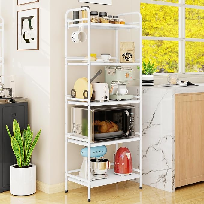 HDANI Storage Shelves,5-Tier Metal Storage Rack with Shelf,Shelf Organizer,Garage Standing Shelving Unit for Laundry,Bathroom,Kitchen,Pantry, Closet,23.6''W X 13.8''D X 63''H,White