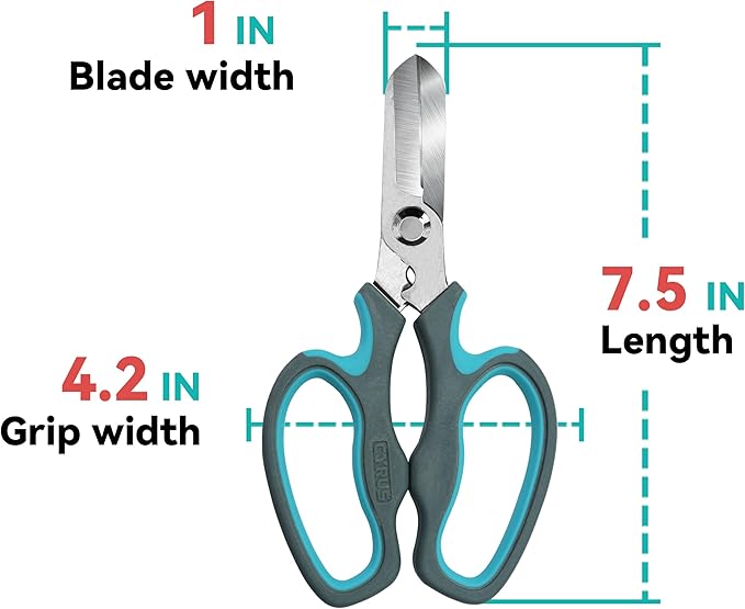 CYRUS Flower Scissors Floral Shears for Cutting Flowers,Garden Shears with Integrated Stab Remover,Florist Cutters Rose Snips,Blue