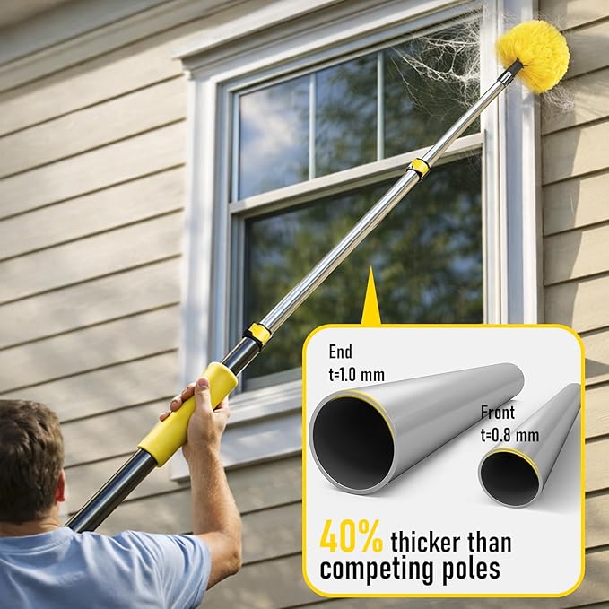 20 Foot High Ceiling Duster Kits with 5-12ft Heavy Duty Extension Pole, High Reach Duster for Cleaning,Microfiber Feather Duster,Cobweb Duster,Ceiling Fan Duster,Window Squeegee & Cleaner