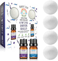 Heaven's Scent Wool Dryer Balls w/Essential Oils Bundle - Reusable, Organic, Handmade & Hypoallergenic XL Size | Eco-Friendly, Natural Fabric Softener | Ocean & Lavender Oil, White