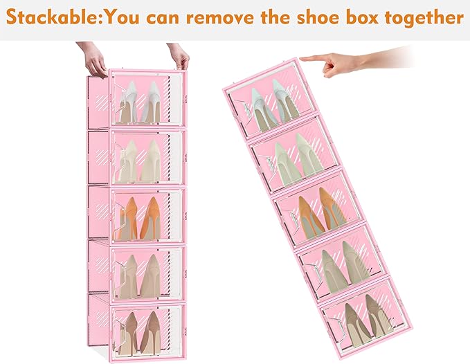 SIMPDIY Shoe Storage, 12 Pack X-Large Shoe Organizer for Closet, Shoe Boxes Clear Plastic Stackable Shoe Storage Boxes for Size 13
