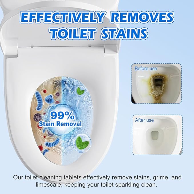 Automatic Toilet Bowl Cleaner Tablets–Fresh Scent,Long-Lasting Clean–Safe for Tanks&Pipes Deodorizing and Descaling –Bathroom Cleaner Against Tough Stains Keeps Bowl Clean Between Washes-50 PACK-1111