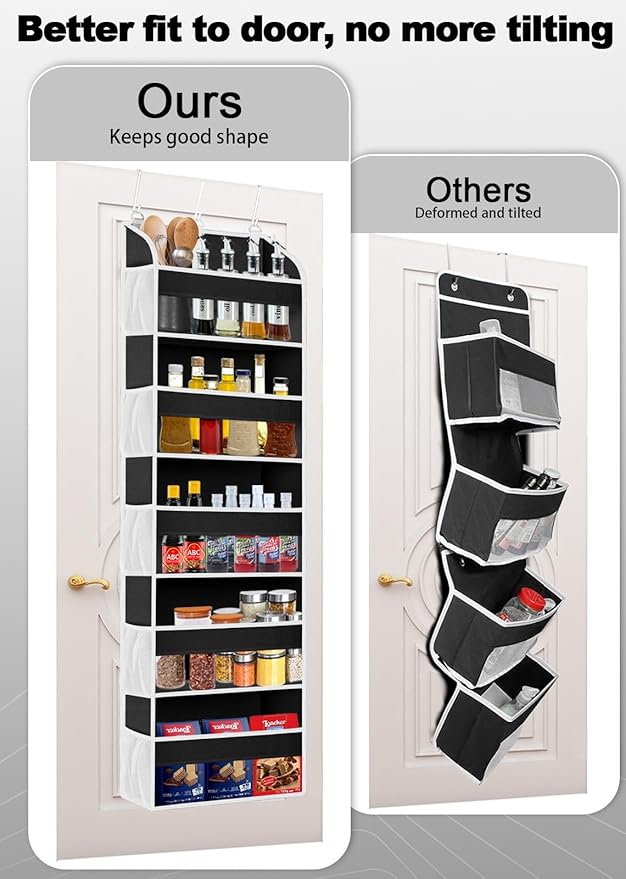 TAHAVICE 2 Pack Over The Door Storage Organizer with 5 Pockets 10 Mesh Side Pockets, 44 lbs Weight Capacity Door Hanging Organizers and Storage for Bedroom,Bathroom,Nursery,Pantry,Dorm(Black)