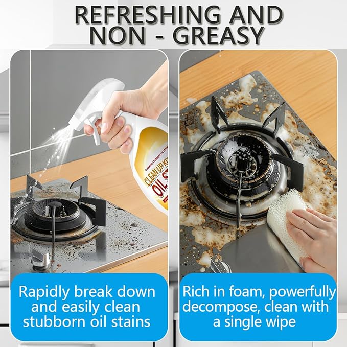 Heavy Duty Degreaser,New Upgrade Kitchen Heavy Duty Cleaner Spray Portable Degreasing Spray, All-Purpose Kitchen Pots and Pan Cleaner for Appliances Countertops Range Hoods (2, White)