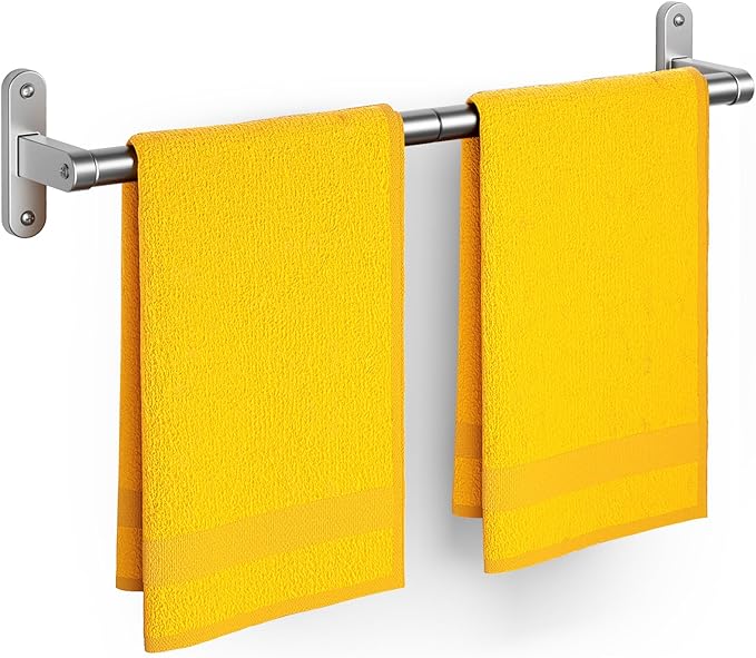 Powools Brushed Nickel Towel Rack for Bathroom - 24" Rustproof Towel Holder, Sturdy Towel Bar Wall Mounted, Space-Saving Towel Hanger, Bathroom Accessories, Home Decor, Apparment Essentials