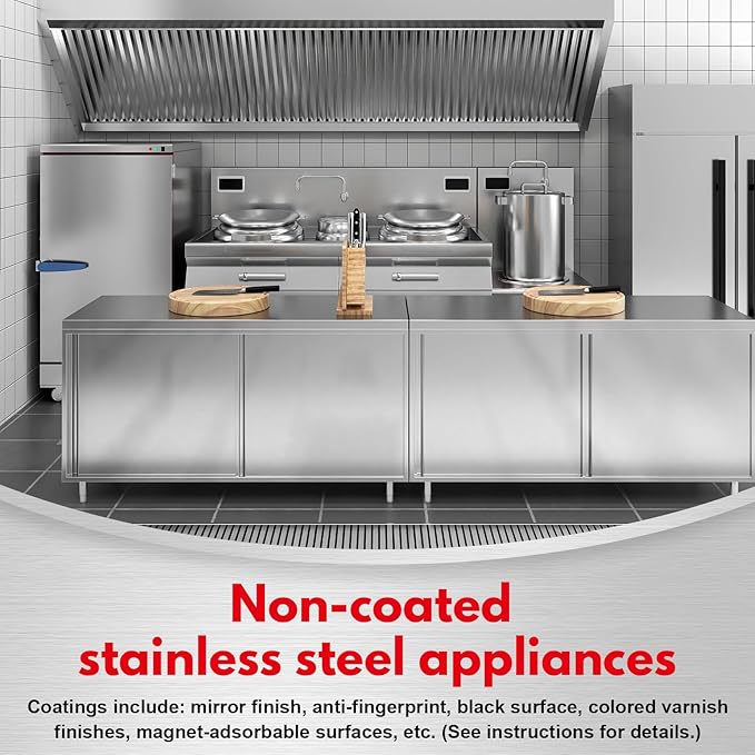 Stainless Steel Scratch Remover Kit, Removes Deep Scratches from Sinks, Ranges, Fridges, Stoves & Appliances, Restores Like-New Finish, for Non-Coated Stainless Steel, with 3 Pads, Compound, Handle