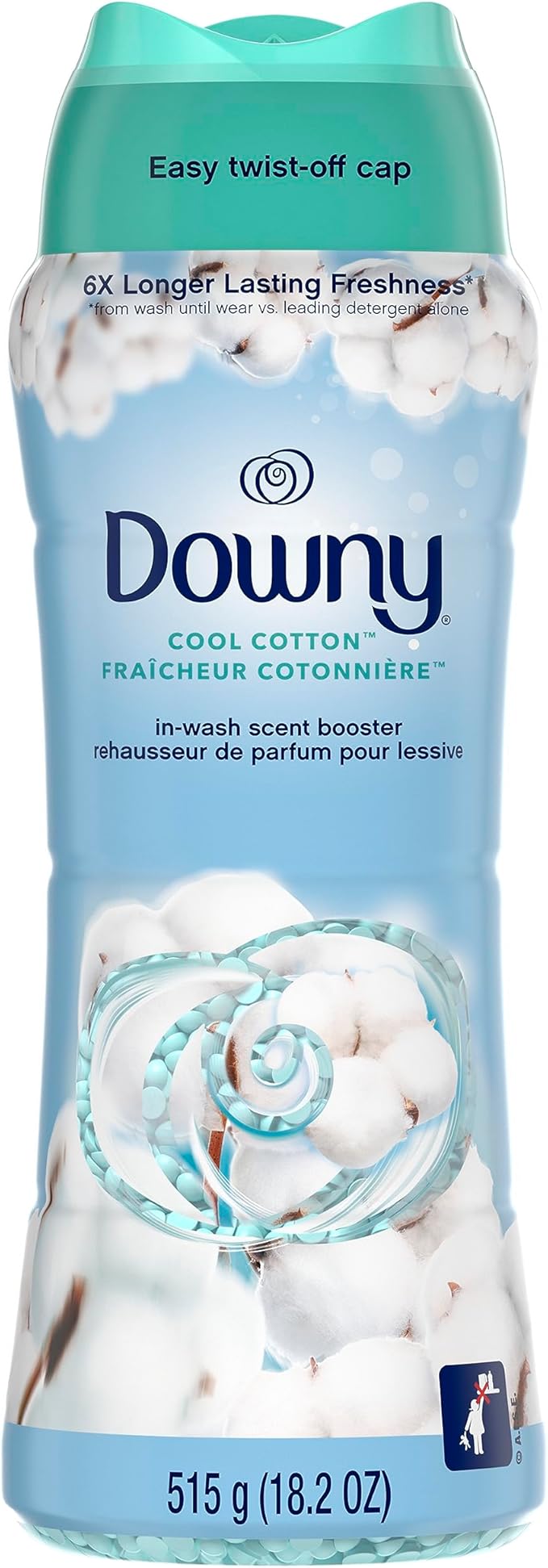 Downy Cool Cotton In-Wash Laundry Scent Booster Beads, 18.2 oz, laundry scent beads, Long-lasting Freshness