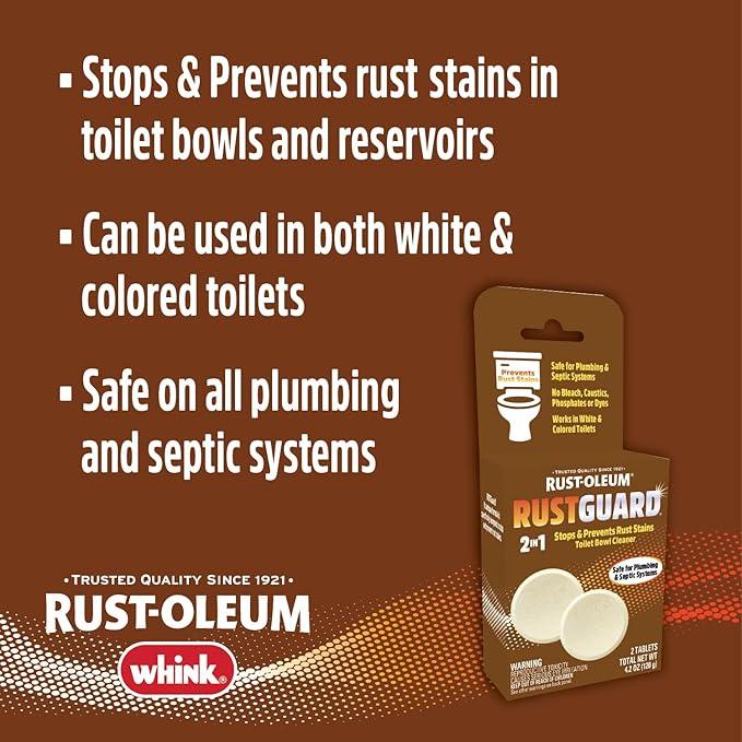 Rust-Oleum RustGuard Rust Stain Remover | Heavy-Duty Iron Stain Remover & Toilet Bowl Cleaner For White & Colored Toilets | 2 Tablet Box (Pack of 6)