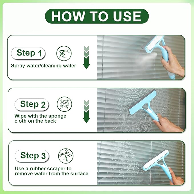 3 in 1 Window Cleaning Scraper, Window Squeegee with Sprayer, Window Cleaning Scraper for Windows, Walls, Car Windshields, Bathrooms, Kitchens, All-Purpose Window Cleaner Tool (White)