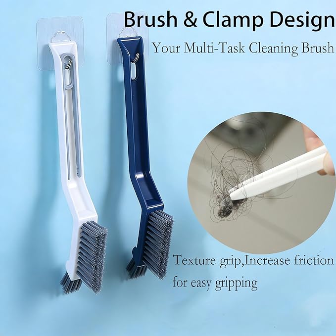 Crevice Cleaning Brush,2 Pack Multi-Purpose Hard Bristle Brushes for Deep Cleaning Kitchen, Bathroom, Grout, Sink, Cup, Teapot, Bottle, Blender, Corners, Tight Spaces