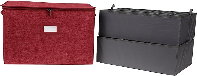 Covermates Keepsakes - Adjustable Zip-Top Storage Box - Configurable FlexGrid Compartments - Heavy Duty Polyester- Reinforced Handles - Stackable Design - Indoor Storage, Red Heather