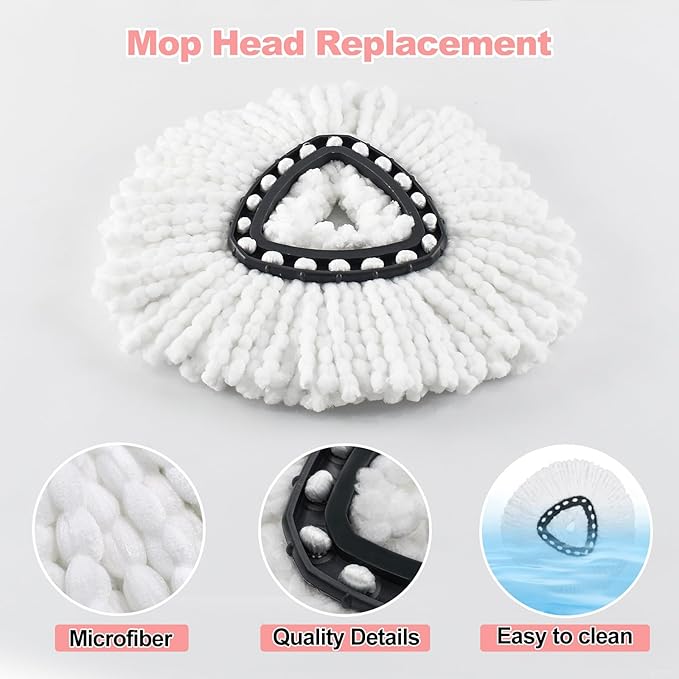 Mop Handle Mop Replace Heads and Mop Base Brush Replacement for O Cedar EasyWring 1-Tank System Include 3 Spin Mop Replacement Head, 4-Section Mop Handles, 1 Base and 1 Scrub Brush Combo