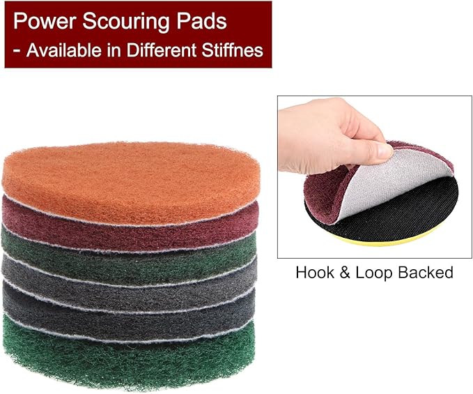 HARFINGTON 10pcs Drill Power Brush 5 inch Tile Scrubber Scouring Pads 1500 Grit for Bathroom Kitchen Household Cleaning