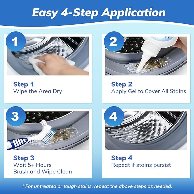 Mold-Stain Remover Gel for Washing Machine & Bathroom – Low Odor Remover Gel for Rubber Gaskets, Shower Grout, Silicone Sealant, Toilet, Kitchen Sink