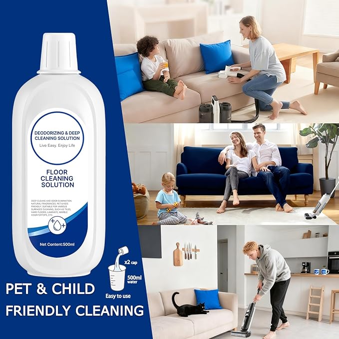 Floor Cleaning Solution Compatible with Tineco Floor Cleaner Solution Deep Clean for Tineco Solution Cleaning Liquid for Multiple Hard Floors, for All Robotic Vacuum Mop Residue & Streak Free 4 Packs