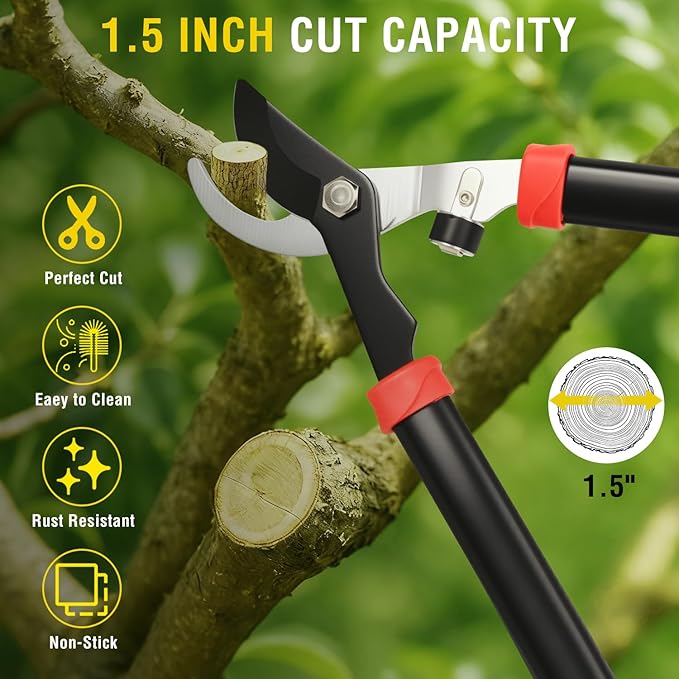 Yesker 28" Loppers for Tree Trimming Heavy Duty Tree Trimmer Sharp Steel Blade Bypass Loppers Branch Cutter up to 1.5 Inch Dia Cut Capacity Shock-Absorbing Bumper Handle Ideal for Garden Maintenance