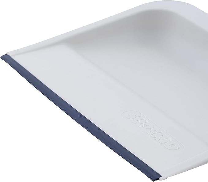 Superio Angle Broom and Clip-On Dustpan Set, Slim Hand Broom Telescopic Handle 53 Inches Tall, Clip On Dust Pan with Low Edge Rubber Lip