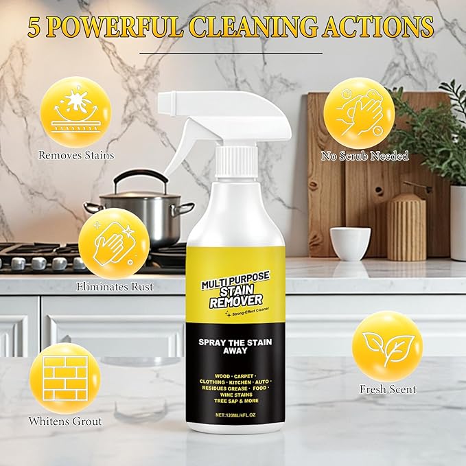 Power Spray，Multi-Purpose Stain Remover, A Powerful Cleaner，Quick Cleaning for Kitchens, Floors, Toilets, and Cars (120ml)