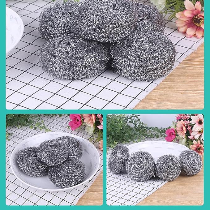 12Pcs Stainless Steel Cleaning Ball for Cleaning Dishes, Pans, Pots, Ovens, Grills, Sinks - Stainless Steel Wire Ball Kitchen