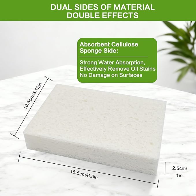 Scrub Sponge, 6 Kitchen Sponges for Cleaning Around the Home, Bathroom & More, Large Size Scratch-Free Dish Scrubber, Best for Nonstick Pots and Pans (4" x 6" x 1",Peach