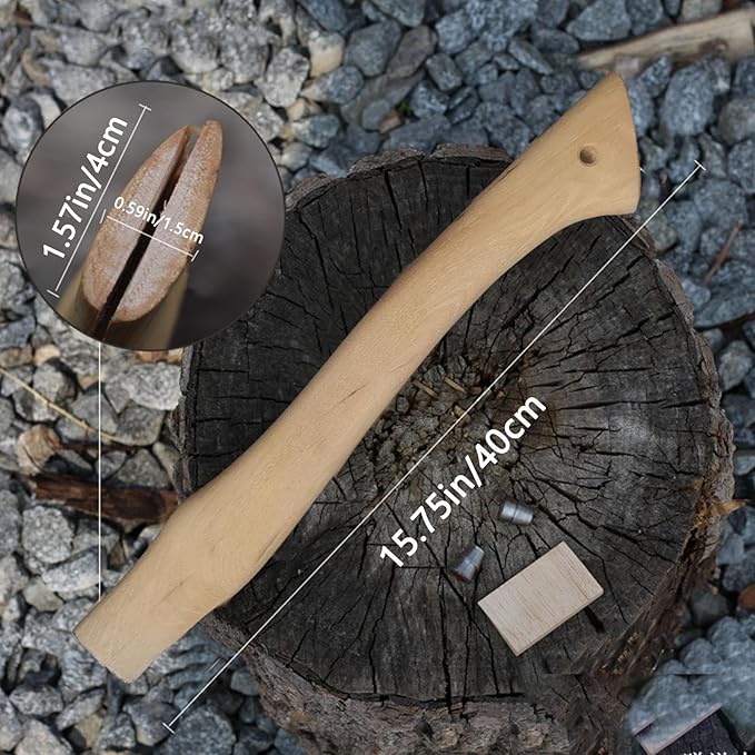 Axe Handle Replacement, 15.75in Hickory Hatchet Handle Replacement for Camping Gardening Axe