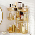 INVSSENE Corner Bathroom Countertop Organizer, Vanity Organizer Trays for Counter, Makeup Organizers, Perfume Tray, Skincare Shelf Storage Gifts for Women Girl Student (Yellow, 3 Tiers)