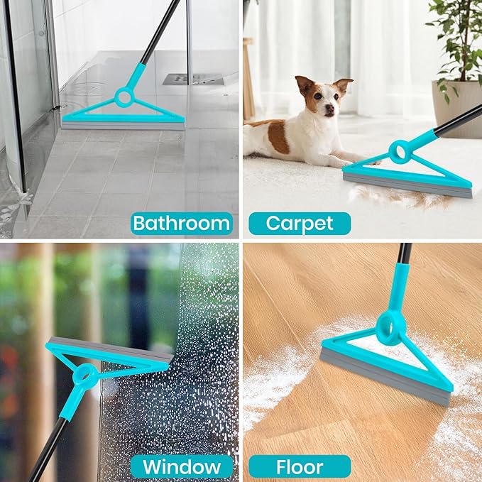 MAVRIZ Air Broom for Dust, Hair, Liquids, Silicone Broom with Removable Rubber Strip and Brooms Bristle, Multifunctional Floor Squeegee for Indoor Cleaning