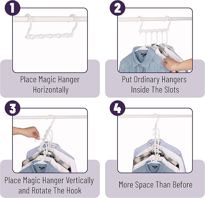 Mr. Pen- Space Saving Hangers for Clothes, 16 pcs, White, Plastic Multi Clothes Hangers Space Saving, 5 Slots, 360° Rotating Hooks