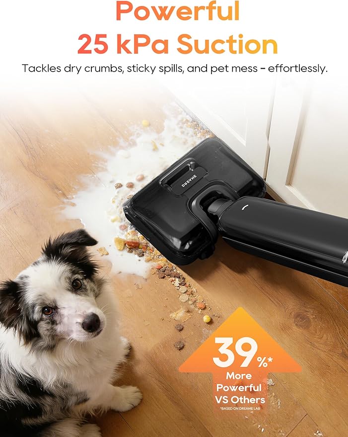 DREAME Aero Wet Dry Vacuum Cleaner, All-in-ONE Vacuum Mop for Wet & Dry Messes, 0 Hair Residue Great for Pet Owners, One-Press Self-Clean, 180° Lie Flat, 35mins Runtime for Hard Floor Cleaning