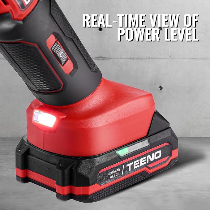 TEENO 20V Cordless Oscillating Tool with 2 Batteries, 4° Oscillation Angle Oscillating Saw, 6 Variable Speeds with Quick-Lock Change System, 26PCS Multitool Blades & Carrying Bag for DIY Projects