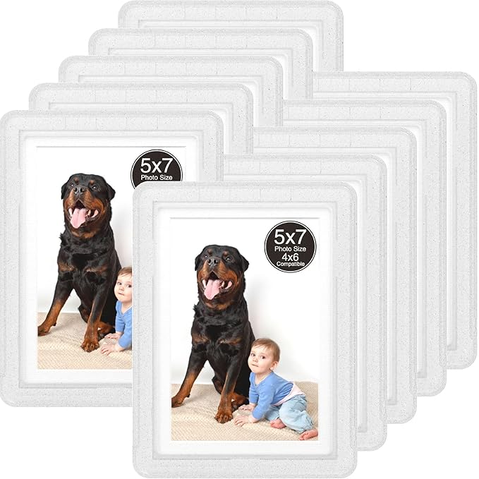 5x7 Picture Frame, Clear Acrylic Photo Frame with White Mat for 4x6 Photos, One-Piece Shatterproof Tool-Free Design, UV-Resistant Waterproof Tabletop Frame for Home Office Decor with 10-Year Warranty