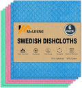 Swedish Dishcloths, Reusable Soft Kitchen Towels, Absorbent Sponge Cleaning Cloths, Washable Quick Drying, 6 Pack, Assorted