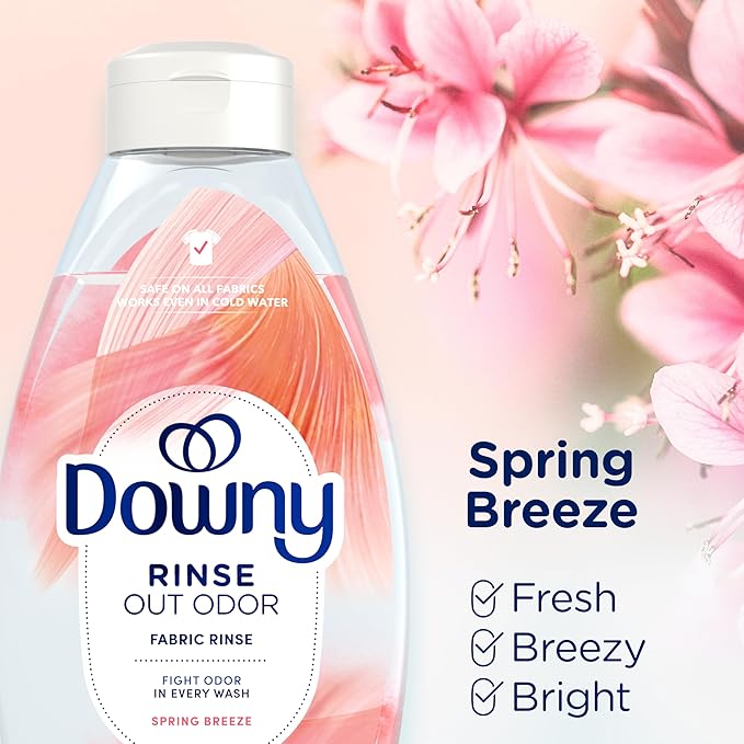 Downy Rinse Laundry Odor Remover, Spring Breeze Scent, 48 FL OZ, Fabric Softener and Laundry Odor Removal Rinse