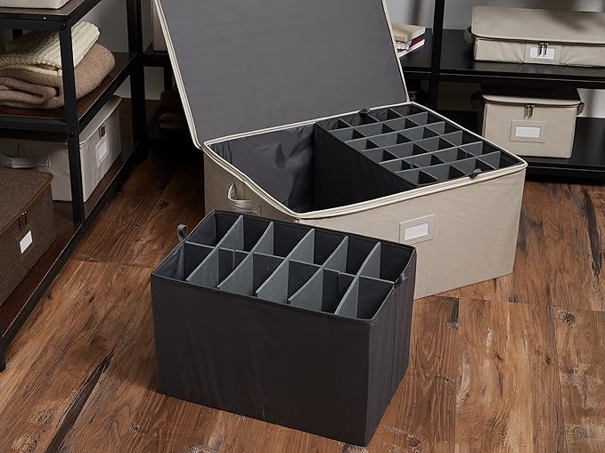 Covermates Keepsakes - Adjustable Zip-Top Storage Box - Configurable FlexGrid Compartments - Heavy Duty Polyester- Reinforced Handles - Stackable Design - Indoor Storage, Beige Heather