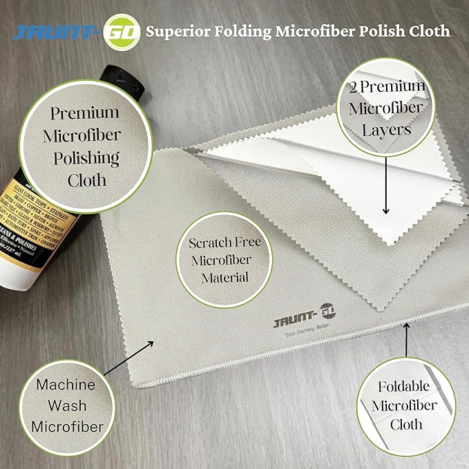 Silver Jewelry Cleaner - Multipurpose Homewood Metal Polish and Cleaner bundle with 1x Microfiber Cleaning Cloth Bundle - Stainless Steel Cleaner to Remove Tarnish & Restore Shine of Jewelry & More