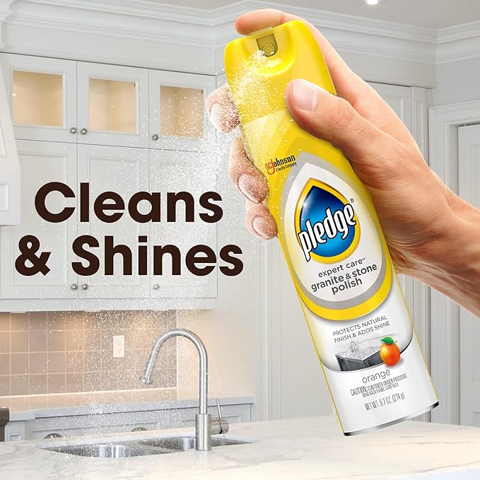 Pledge Granite & Stone Cleaner, Expert Care, Aerosol, Orange Scent, 9.7 oz.
