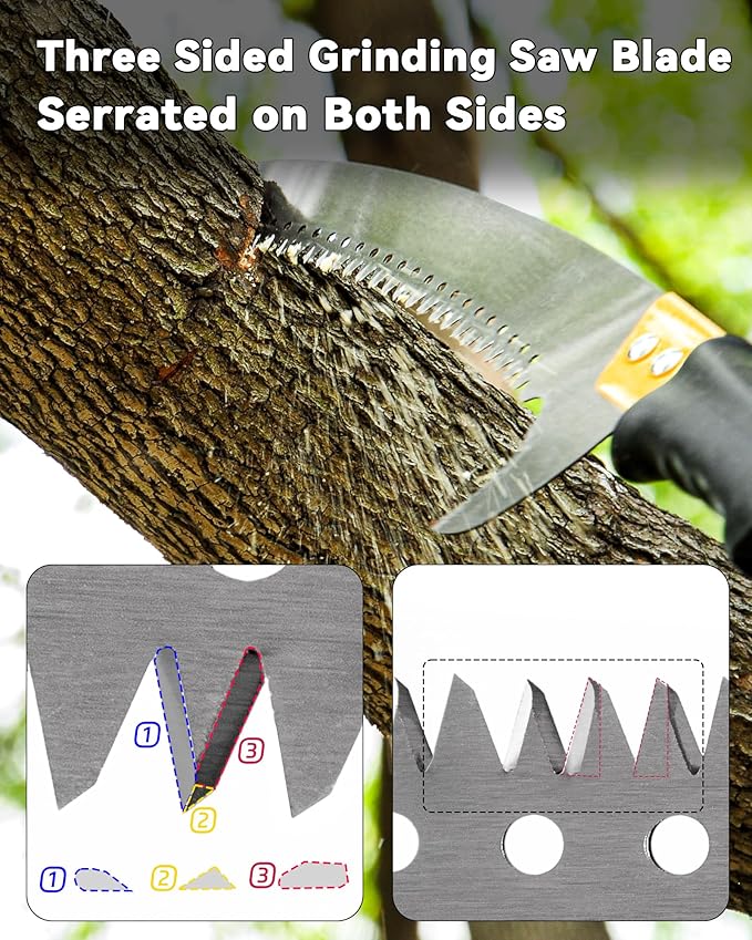 8.5FT Pole Saw with Adjustable Length for Tree Trimming, Lightweight Manual Pruning Saw with Mn Steel Blade, Long Extension Branch Cutter Pole Pruner for Yard, Garden, Patio and Forestry Use