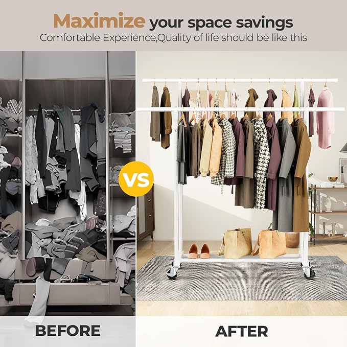 Abiglifty Double Rods Clothes Rack
