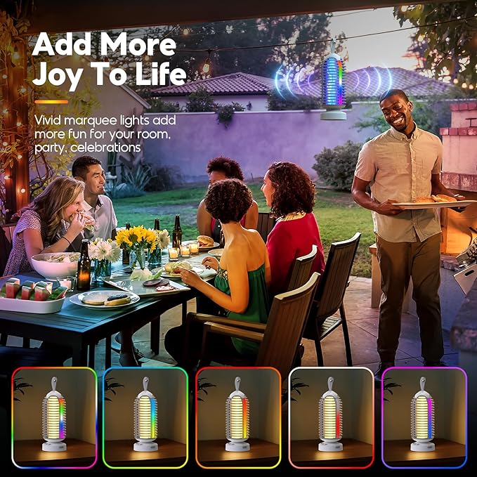 Bug Zapper with Marquee Light, Mosquito Zapper Indoor Outdoor, 4000mAh, Smart Auto On/Off Rechargeable Fly Zapper, Cordless Portable Waterproof Insect Killer for Home, Kitchen, Patio, Camping, Party