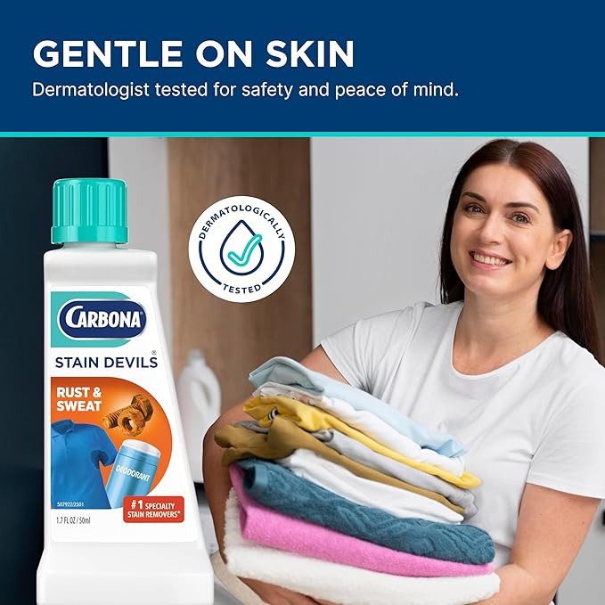 Carbona Stain Devils® #9 | Rust & Perspiration | Professional Strength Laundry Stain Remover | Multi-Fabric Cleaner | Safe On Skin & Washable Fabrics | 1.7 Fl Oz, 1 Pack