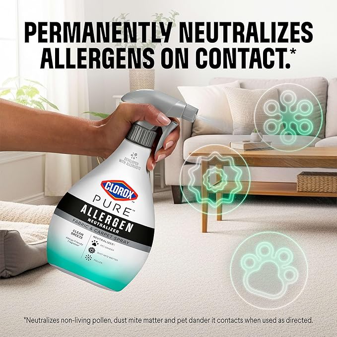 Clorox PURE Allergen Neutralizer Fabric and Carpet Spray, Clean Breeze, 26 Fluid Ounces (Pack of 2)