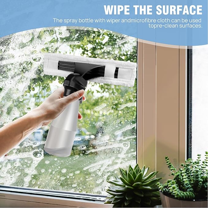 Luocute Window Vacuum Squeegee, Cordless Electric Window Cleaner with 2200mAh Battery and Water Collection Tank, Kit for Glass Mirrors Doors Shower Car